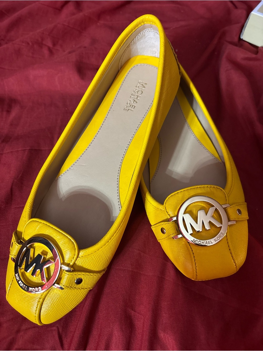 Michael Kors Yellow Logo Ballet Flats with MK Emblem